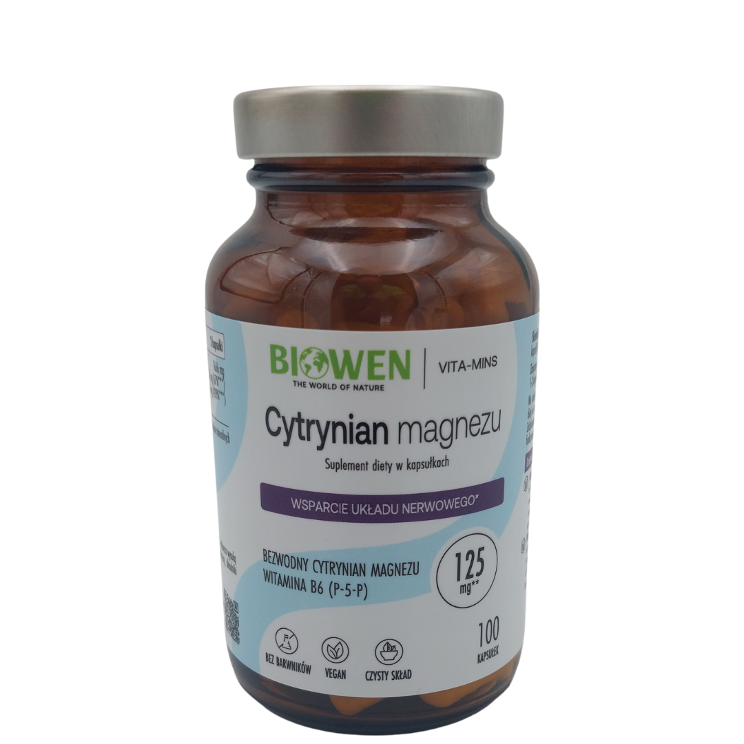 Biowen Cytrynian Magnezu z witaminą B6 - 100 kapsułek