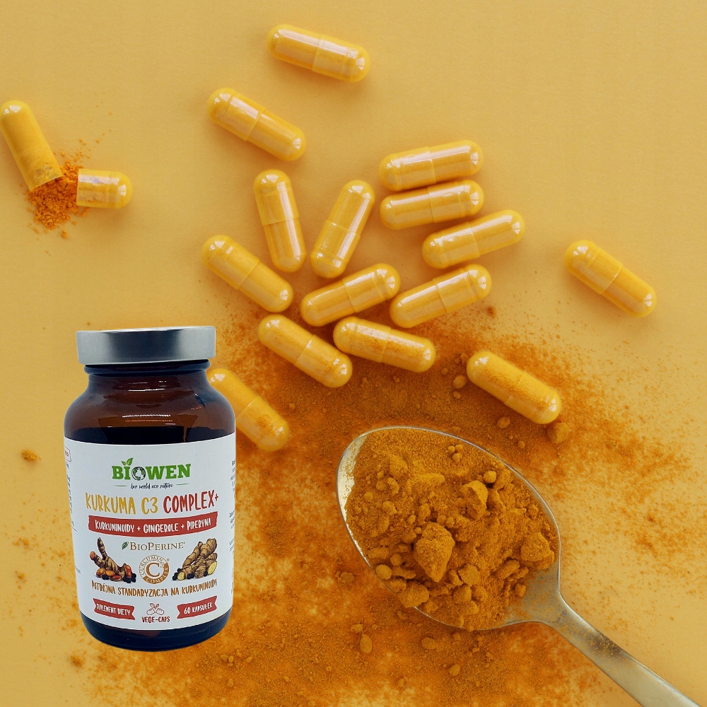 Biowen Kurkuma C3 Complex+ z piperyną BioPerine i imbirem 60 kapsułek - obrazek 3