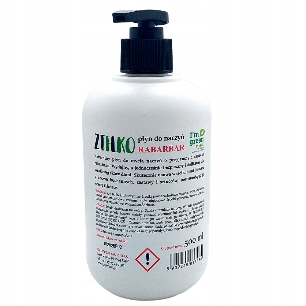 Płyn do mycia naczyń Zielko RABARBAR 0,5 l - Naturalny i skuteczny - obrazek 2