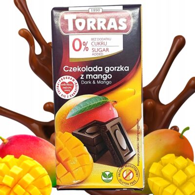 Czekolada gorzka z mango bez cukru 75g Torras Bez dodatku cukru