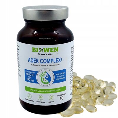 Biowen Witaminy ADEK Complex+ 90kaps witamina ADEK w oleju MCT Beta Karoten