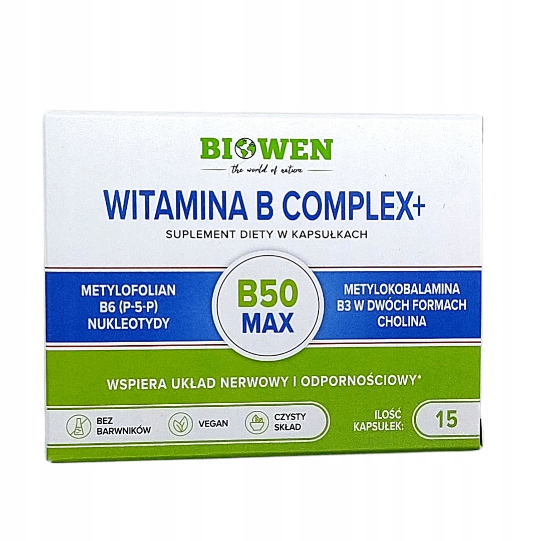 Witamina B Complex+ Biowen 15 kaps witaminy na układ nerwowy, na odporność