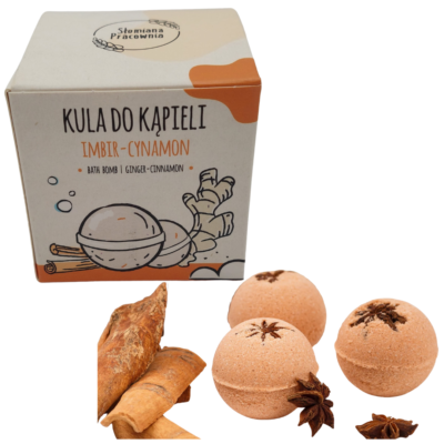 Kula do kąpieli Imbir - Cynamon 100% Naturalne Słomiana Pracownia