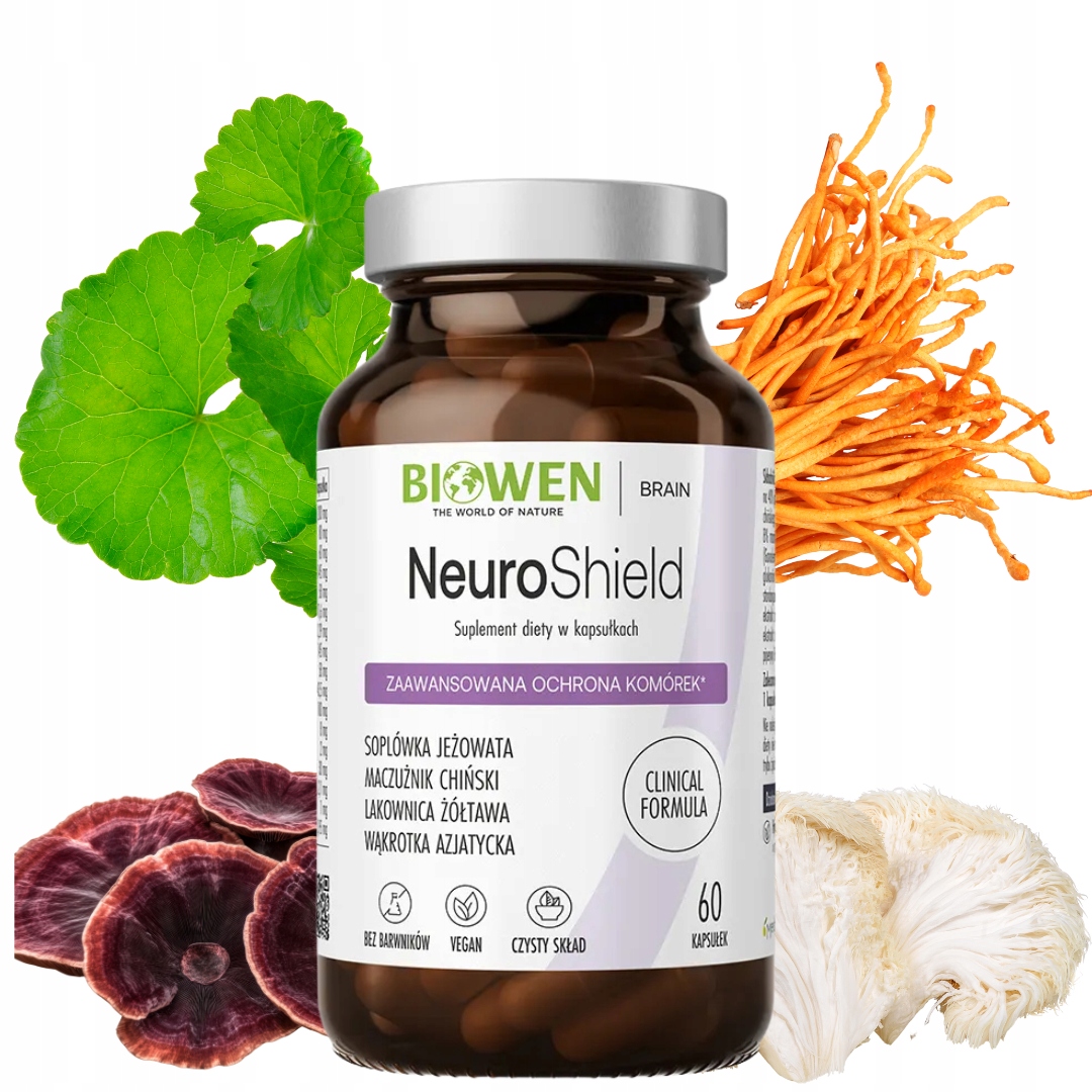 Biowen NeuroShield koncentracja pamięć Lion's Mane Reishi 60 kaps