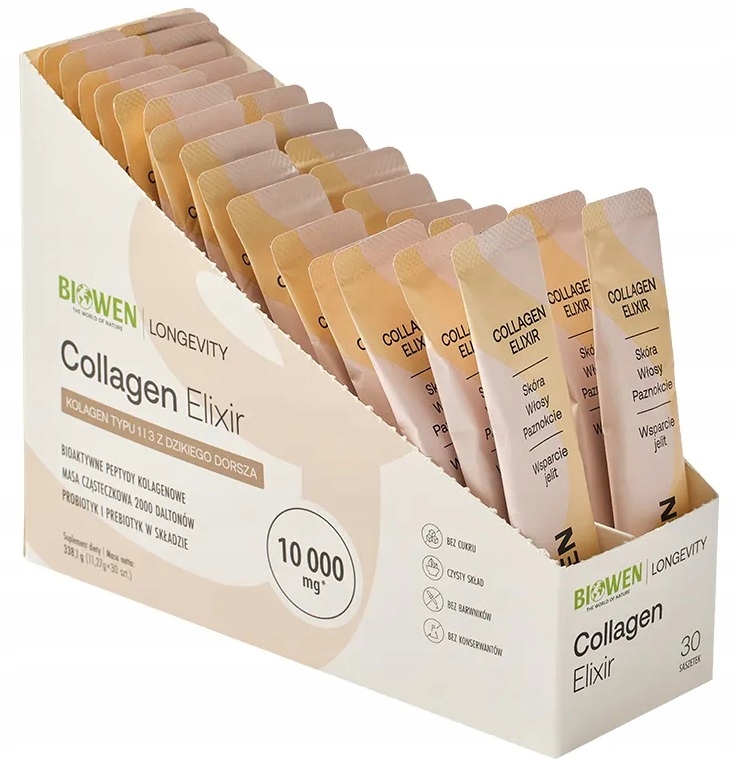 Collagen Elixir Biowen - kolagen rybi Naticol 1 szaszetka z Wit C PROMOCJA - obrazek 4
